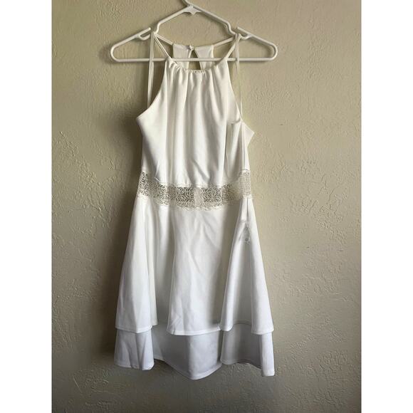 B. Darlin Womens/Teen Fit and Flare Halter Layer Dress Size 13/14 Prom Hoco - Picture 6 of 7